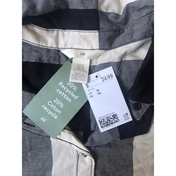 H&M Buffalo Flannel button up shirt Top Plaid 100% Cotton Sz XL - Picture 6 of 6